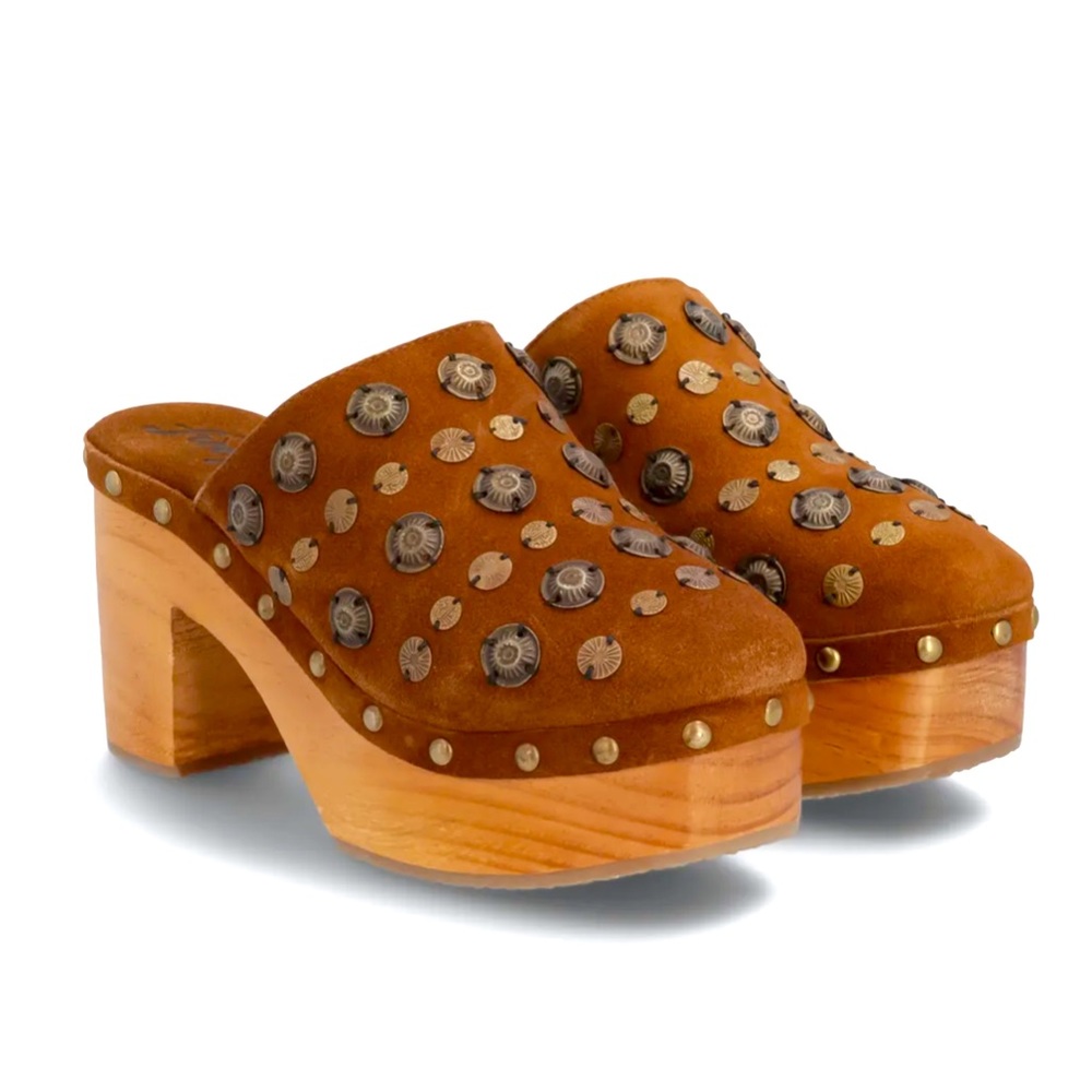 Free People Brown Studded Mules